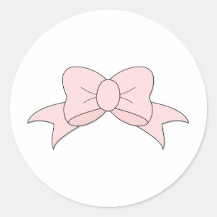Cute Girly Baby Pink Bow Classic Round Sticker