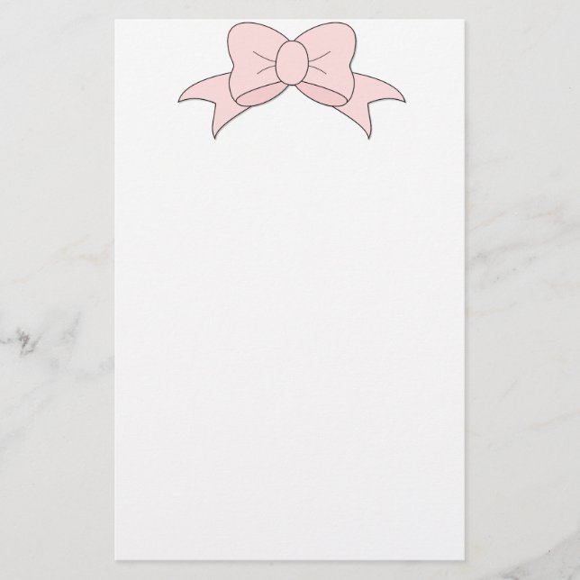 Cute Girly Baby Pink Bow Stationery (Front)