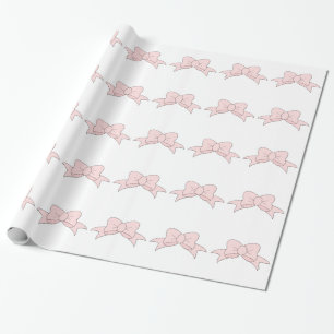 Cute Girly Baby Pink Bow Wrapping Paper