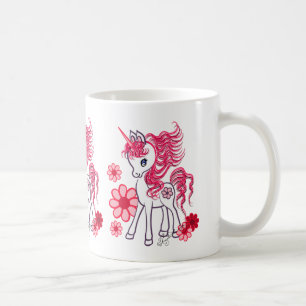 Cute Girly Baby Unicorn Red Coffee Mug