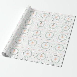 Cute girly ballerina Christmas pink modern family Wrapping Paper