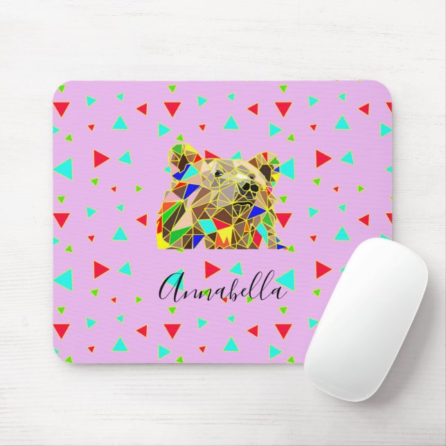 Cute Girly Bear Pink Mouse Mat (With Mouse)