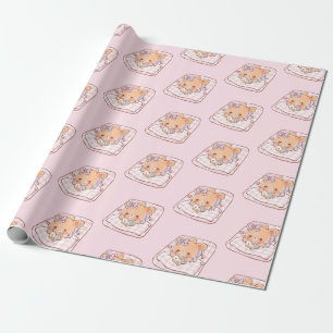 Cute Girly Bear reading Shojo Manga on Cosy Bed Wrapping Paper