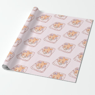 Cute Girly Bear reading Shojo Manga on Cosy Bed Wrapping Paper