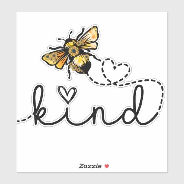 Cute Girly Bee Be Kind Cursive Hearts Script (Sheet)