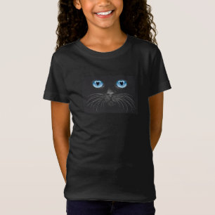 Cute Girly Black Fun Blue Cat Eyes T-Shirt