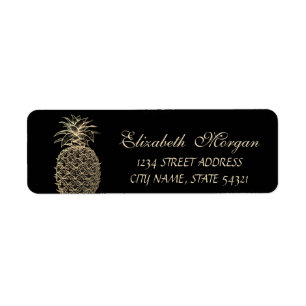 Cute  Girly Black Gold Pineapple