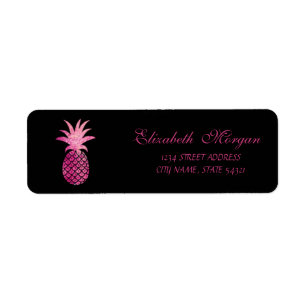 Cute  Girly Black Pineapple  Address Label