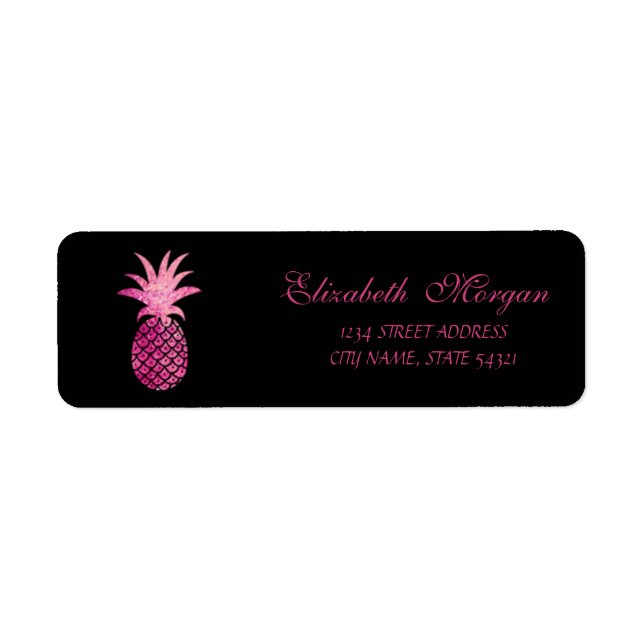 Cute  Girly Black Pineapple  Address Label (Front)