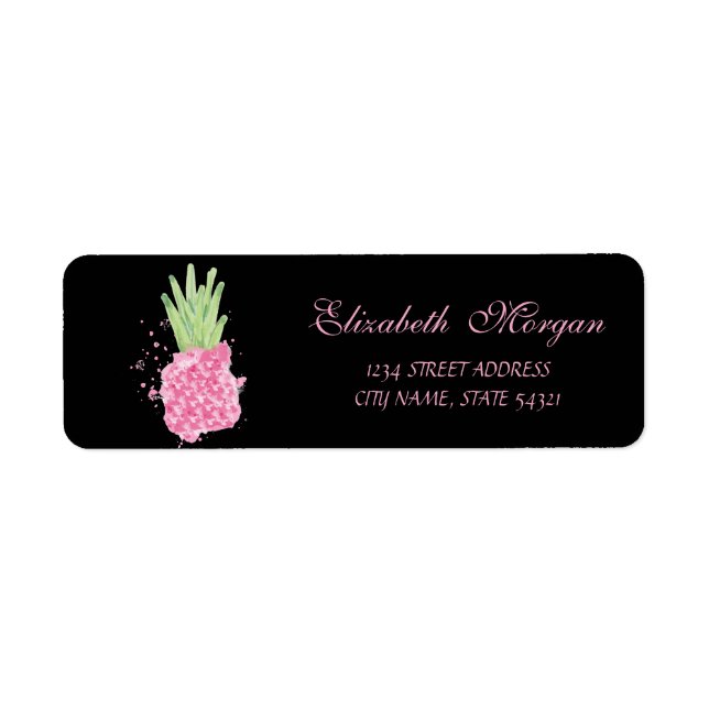 Cute  Girly Black Watercolor Pink Pineapple   (Front)
