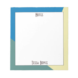 Cute Girly Blue Beige Color Monogrammed Notepad