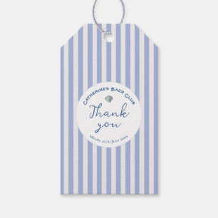 Cute Girly Blue Coastal Cowgirl Stripe Thank you Gift Tags