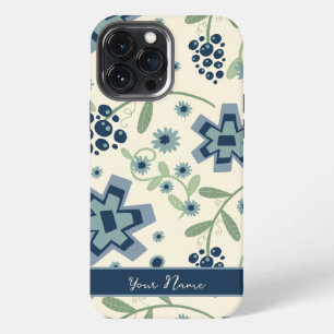 Cute Girly Blue Flowers Pattern Trendy Inspirivity iPhone 13 Pro Max Case