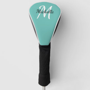 Cute Girly Blue Monogram Name + Initial Golf Head Cover