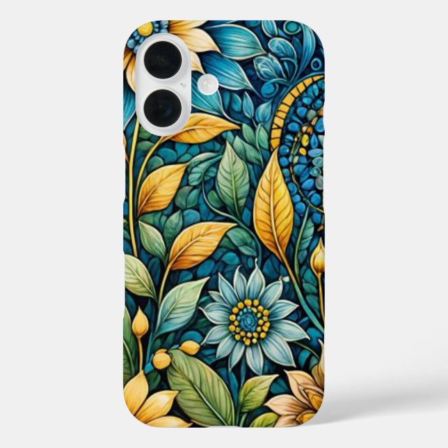 Cute Girly Blue Sunflower Garden Abstract Art Case-Mate iPhone Case (Back)