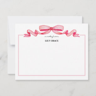 Cute Girly Blush Pink Bow Ribbon Frame  Card