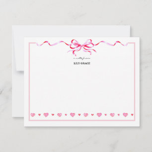 Cute Girly Blush Pink Bow Ribbon Frame Card