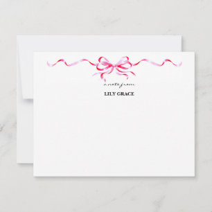 Cute Girly Blush Pink Bow Ribbon Frame  Card