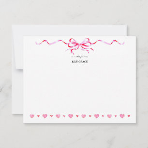 Cute Girly Blush Pink Bow Ribbon Frame Card