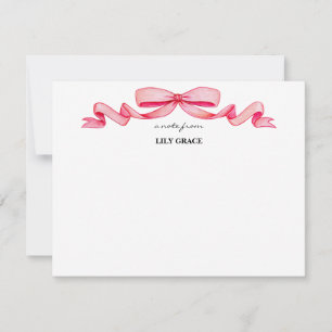 Cute Girly Blush Pink Bow Ribbon Frame  Card