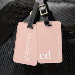 Cute Girly Blush Pink Monogram  Luggage Tag<br><div class="desc">Travel in style with these cute luggage tags! Our personalised luggage tags add a custom touch to any trip, making them the perfect travel accessory. These blush pink, girly tags are ideal Christmas gift ideas for teenage girls or women who love cute luggage tags travel essentials. Great for Christmas gifts,...</div>