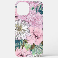 Cute Girly Blush Pink & White Floral Illustration