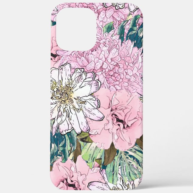 Cute Girly Blush Pink & White Floral Illustration Case-Mate iPhone Case (Back)