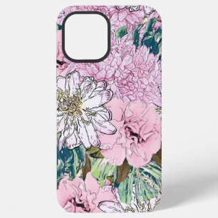 Cute Girly Blush Pink & White Floral Illustration iPhone 12 Pro Max Case