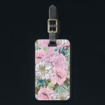 Cute Girly Blush Pink & White Floral Illustration Luggage Tag<br><div class="desc">A romantic, elegant, light pink, blush, white flowers, brown foliage, and teal, green monstera leaves illustration, featuring dahlias, peonies and roses botanic blooms, light pink, blush, soft pink and white pastel colours, on a solid mint green colour background. This dreamy, whimsical vintage feel blossoming flowers artwork will certainly bright up...</div>