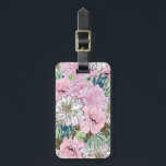 Cute Girly Blush Pink & White Floral Illustration Luggage Tag<br><div class="desc">A romantic, elegant, light pink, blush, white flowers, brown foliage, and teal, green monstera leaves illustration, featuring dahlias, peonies and roses botanic blooms, light pink, blush, soft pink and white pastel colours, on a solid mint green colour background. This dreamy, whimsical vintage feel blossoming flowers artwork will certainly bright up...</div>