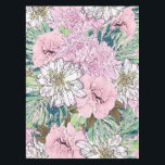 Cute Girly Blush Pink & White Floral Illustration Tablecloth<br><div class="desc">A romantic, elegant, light pink, blush, white flowers, brown foliage, and teal, green monstera leaves illustration, featuring dahlias, peonies and roses botanic blooms, light pink, blush, soft pink and white pastel colours, on a solid mint green colour background. This dreamy, whimsical vintage feel blossoming flowers artwork will certainly bright up...</div>