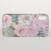 Cute Girly Blush Pink & White Floral Illustration Uncommon iPhone Case (Back (Horizontal))