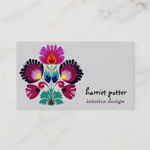 Cute Girly Bohemian Flowers Business Card
