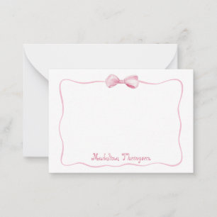 Cute Girly Bow Frame and Curly Script Card