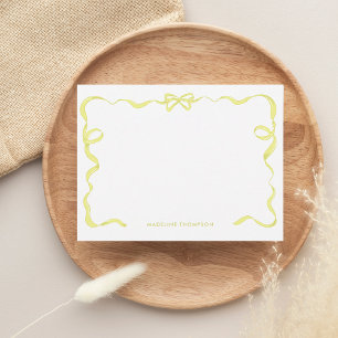 Cute Girly Bright Yellow Bow Ribbon Frame Card
