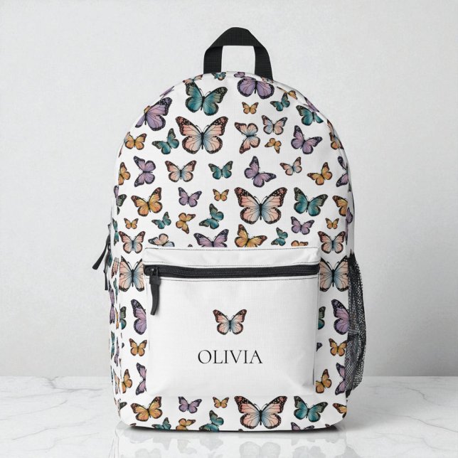 Cute Girly Butterflies Colourful Modern Pattern Printed Backpack (Cute Girly Butterflies Colorful Modern Pattern Printed Backpack)