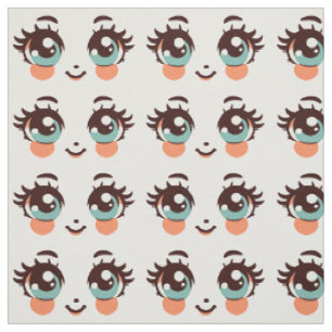cute girly cartoon doll face art illustrations fabric