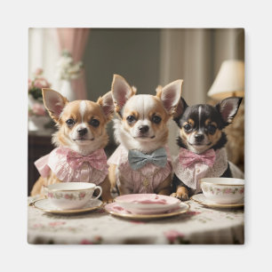 Cute Girly Chihuahua Tea Party  Magnet