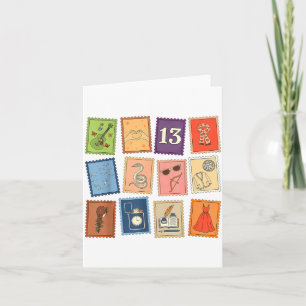 Cute Girly Christmas Pajama Music Album Stamp Aest Card