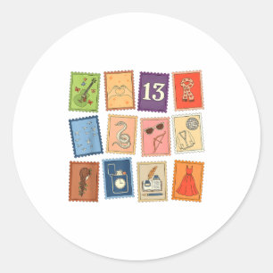 Cute Girly Christmas Pajama Music Album Stamp Aest Classic Round Sticker