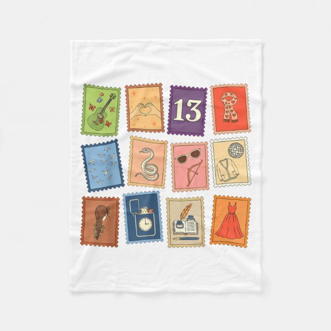 Cute Girly Christmas Pajama Music Album Stamp Aest Fleece Blanket (Front)