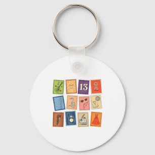 Cute Girly Christmas Pajama Music Album Stamp Aest Key Ring