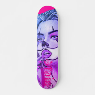 Cute Girly Clown Makeup Pink Skateboard