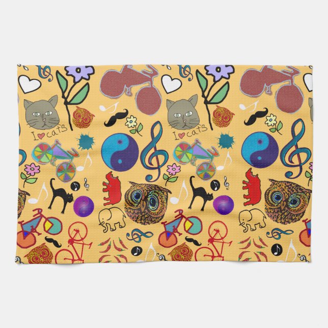 cute girly colour pattern tea towel (Horizontal)