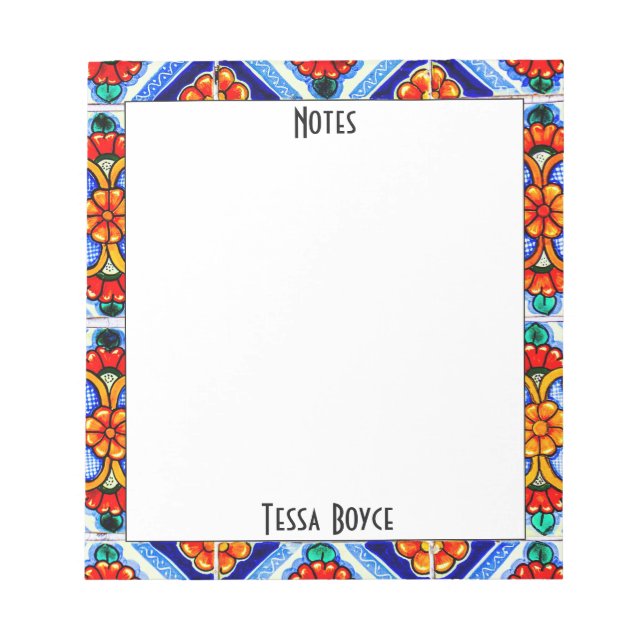 Cute Girly Colourful Abstract Art Monogrammed Notepad (Front)