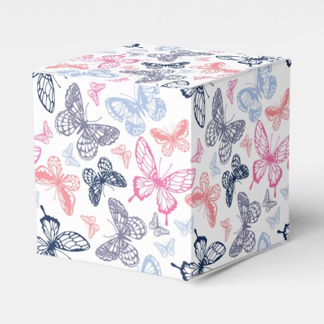 Cute Girly Colourful Butterfly Illustration Patter Favour Box (Front Side)