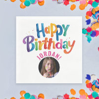Cute Girly Colourful Pink Birthday Party Brush Typ