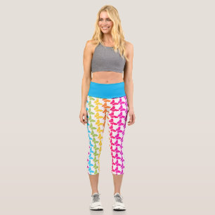 Cute Girly Colourful Rainbow Butterfly Pattern  Capri Leggings