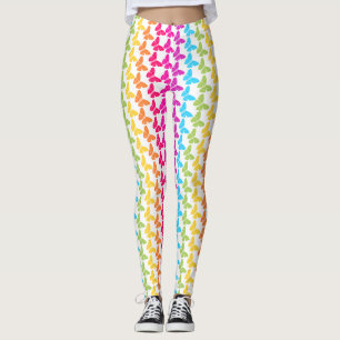 Cute Girly Colourful Rainbow Butterfly Pattern  Leggings