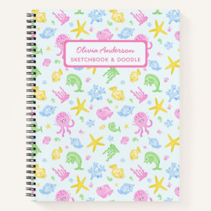 Cute Girly Colourful Underwater Sea Life Custom Notebook